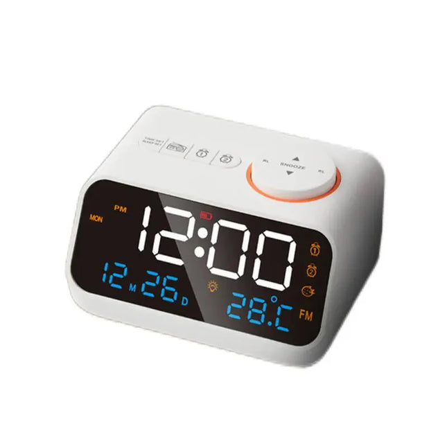 Radio despertador digital con batería recargable