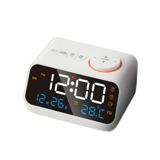 Radio despertador digital con batería recargable