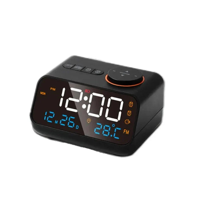 Radio despertador digital con batería recargable