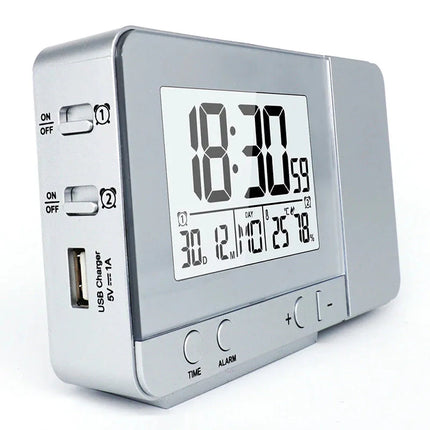 Despertador digital con proyección de hora